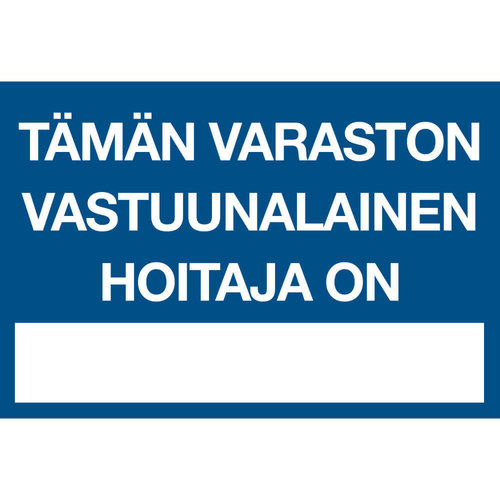 04-013 TÄMÄN VARASTON VASTUUNALAINEN HOITAJA ON ___